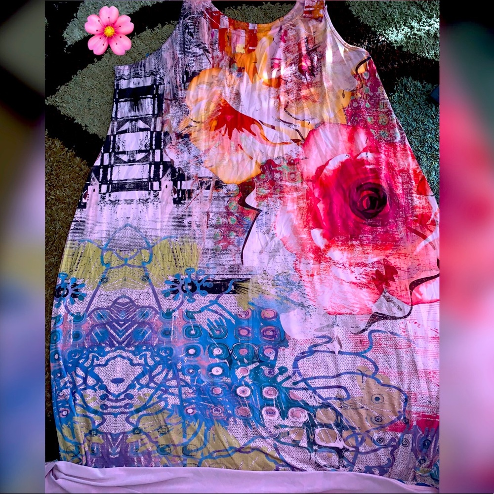 Multicolored Maxi Dress with Japanese flower Print